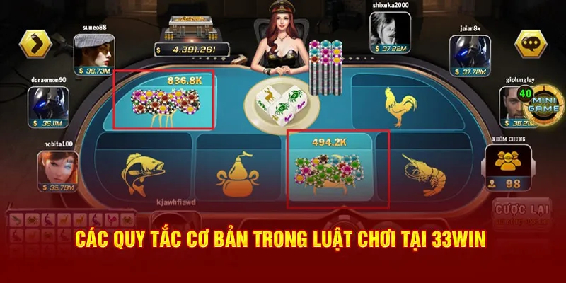 Các quy tắc cơ bản trong luật chơi tại 33Win